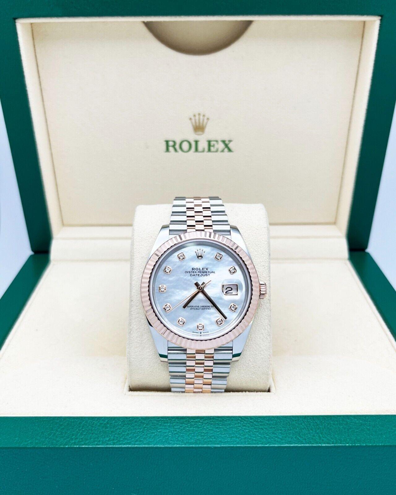 Rolex 126331 Datejust 41 MOP Diamond Dial Steel and 18K Rose Gold Box Paper 2021 For Sale 3