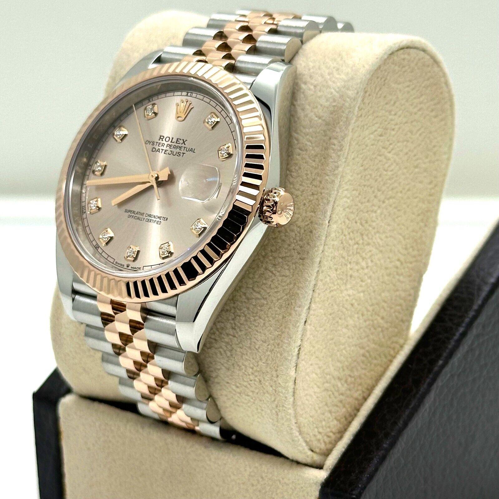 Rolex 126331 Datejust 41mm Sundust Diamond 18K Rose Gold Steel Box Paper 2021 In Excellent Condition For Sale In San Diego, CA
