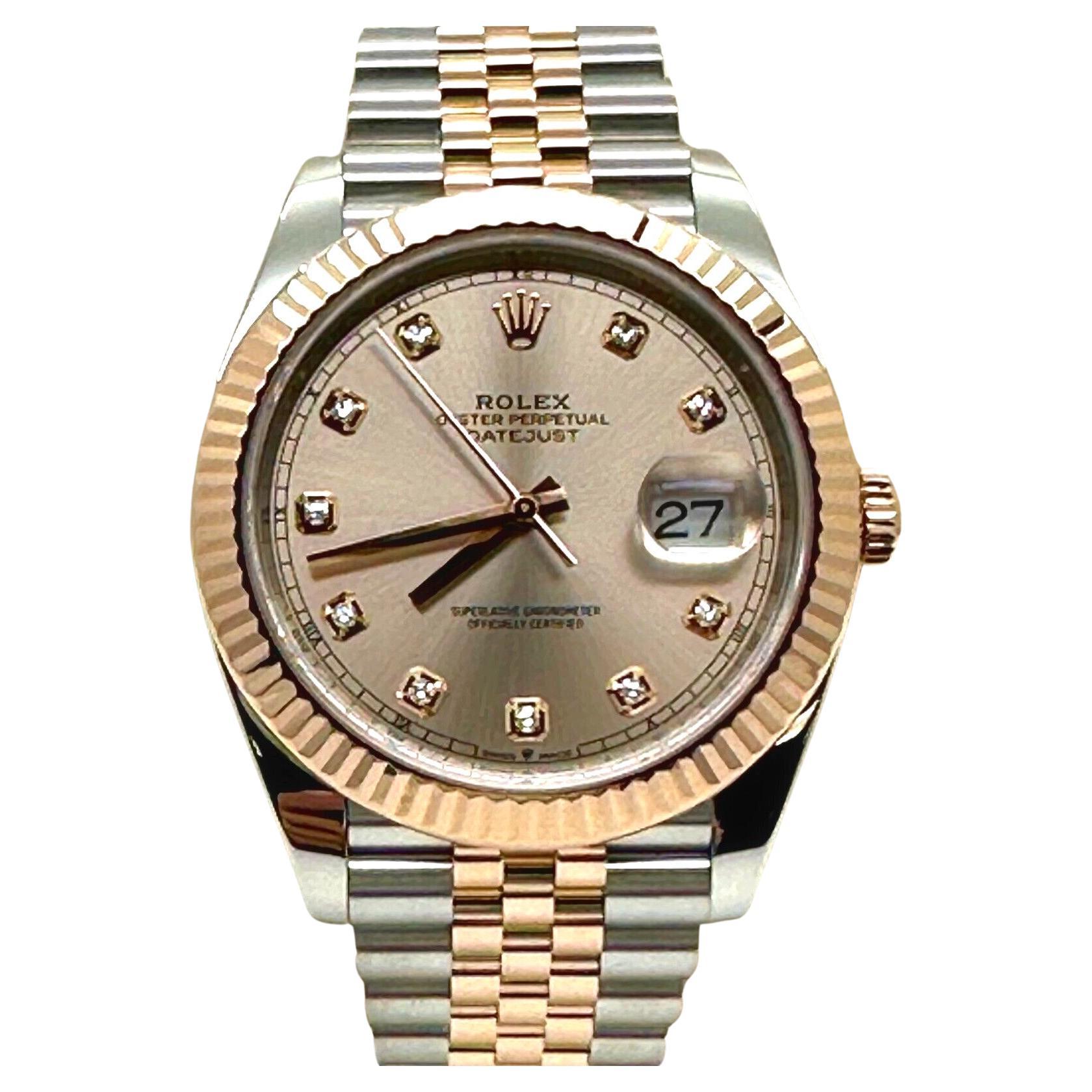 Rolex 126331 Datejust 41mm Sundust Diamond 18K Rose Gold Steel Box Paper 2021 For Sale