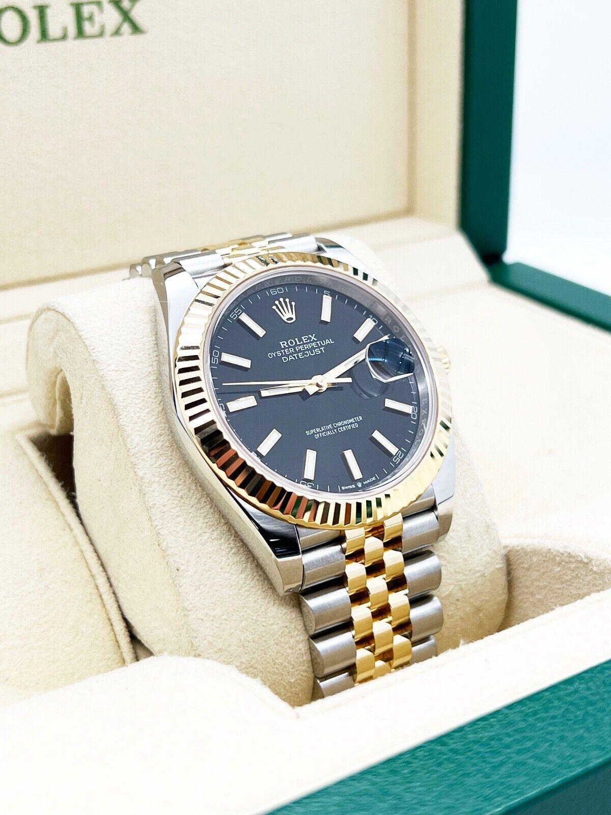 Rolex 126333 Datejust 41 Schwarzes Zifferblatt Jubilee 18K Gelbgold Stahl Box Papier 2023 2