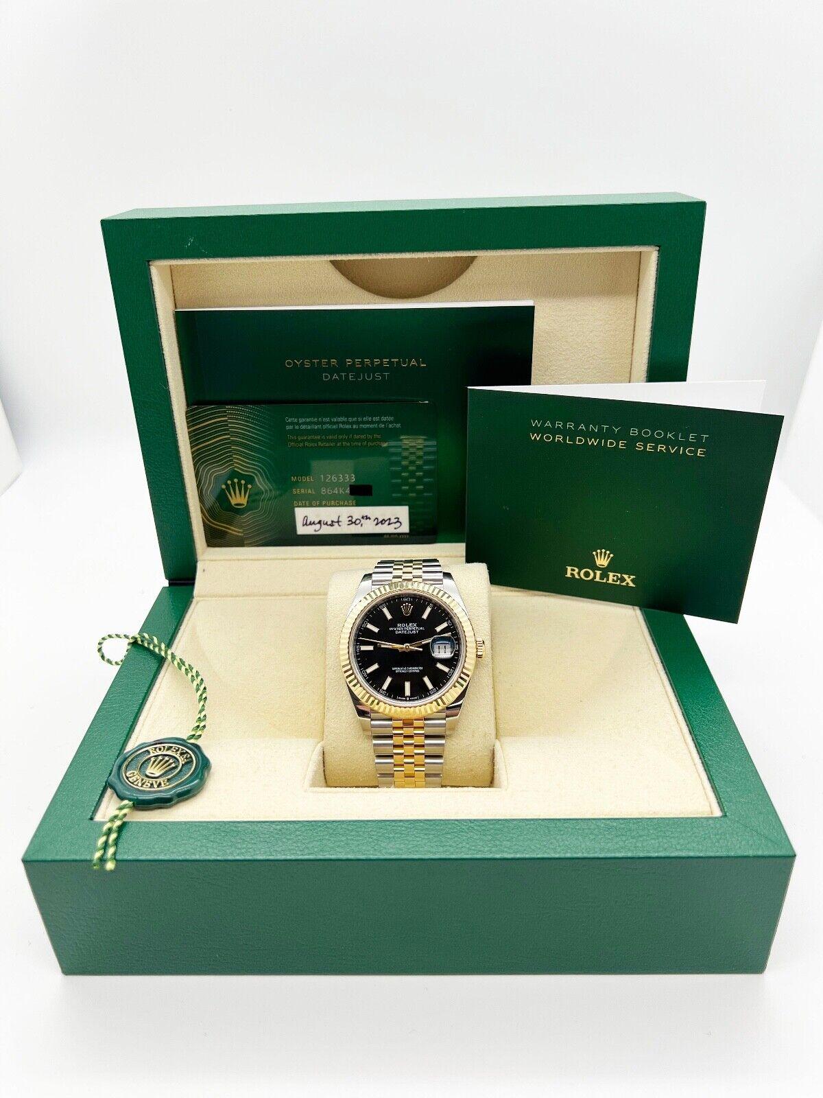 Rolex 126333 Datejust 41 Schwarzes Zifferblatt Jubilee 18K Gelbgold Stahl Box Papier 2023 3