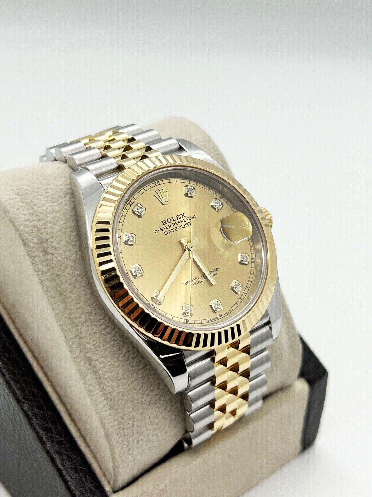 Rolex 126333 Datejust 41 Champagner-Diamant-Zifferblatt 18K Gelbgold Stahlbox-Papier im Zustand „Hervorragend“ in San Diego, CA