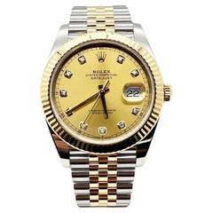 Rolex 126333 Datejust 41 Champagne avec cadran en or jaune 18 carats et papier boîte en acier