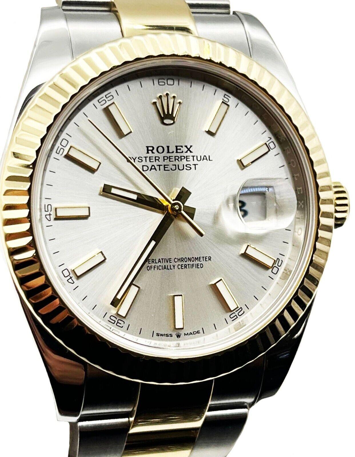 Rolex 126333 Datejust 41 Silver Dial 18K Yellow Gold Stainless Steel Box For Sale 1