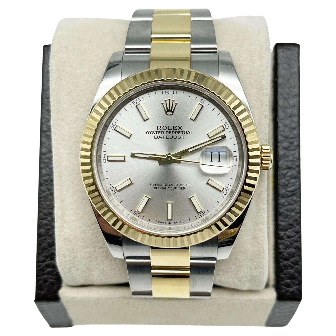 Rolex 126333 Datejust 41 avec cadran en argent, or jaune 18 carats et acier inoxydable en vente