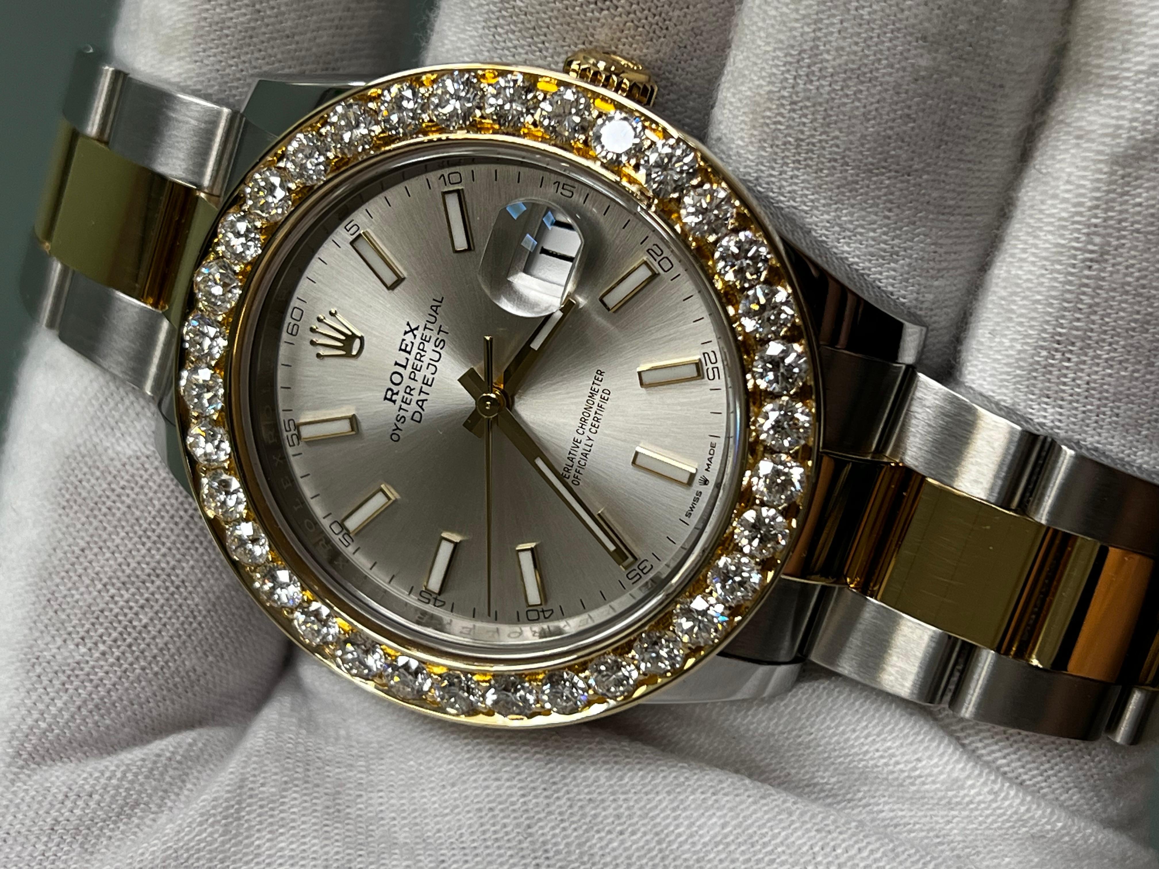 Rolex 126333 Datejust 41 Silber Zifferblatt Diamant Beze18K Gelbgold Edelstahl im Angebot 7