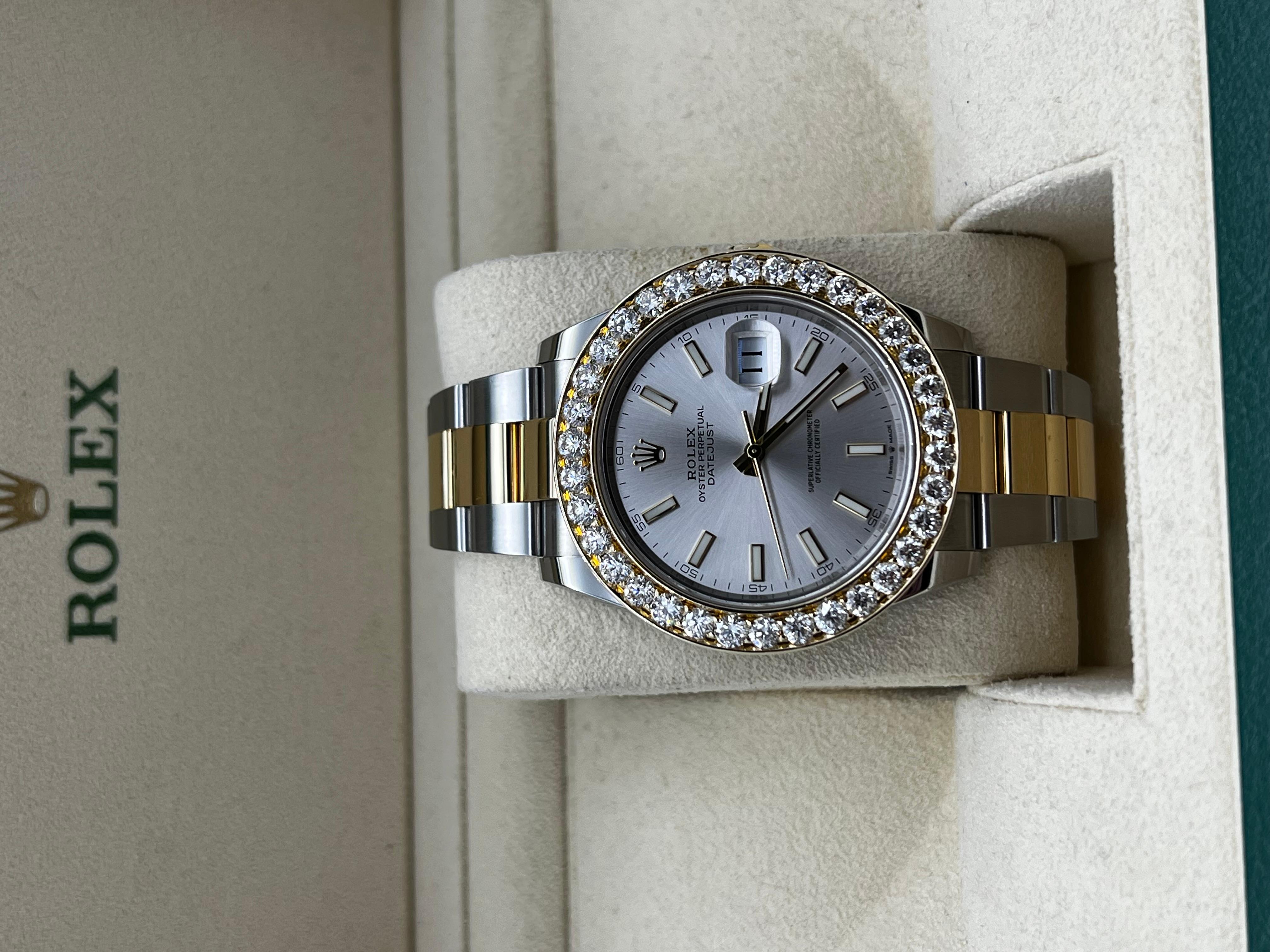 Rolex 126333 Datejust 41 Silber Zifferblatt Diamant Beze18K Gelbgold Edelstahl Herren im Angebot