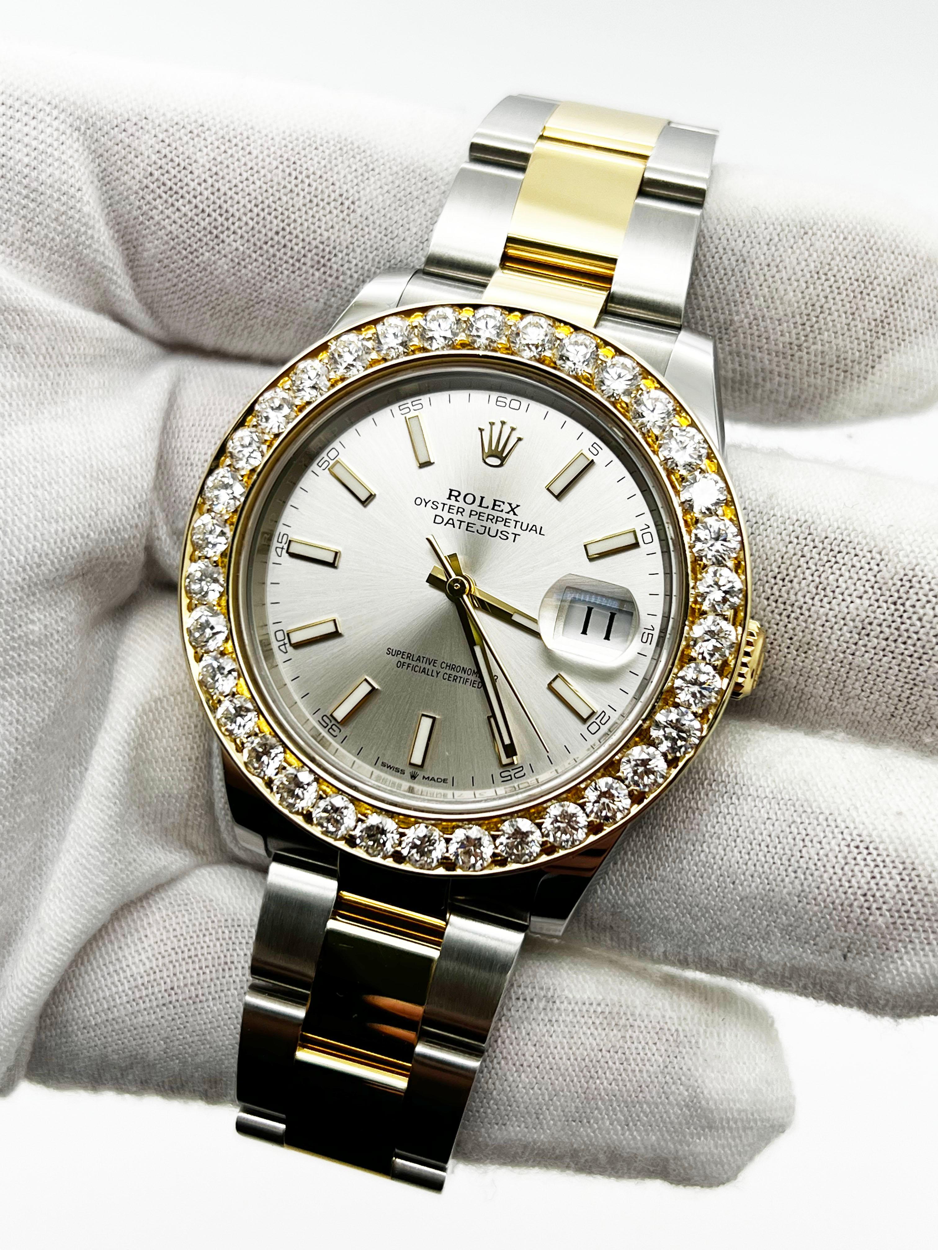 Rolex 126333 Datejust 41 Silber Zifferblatt Diamant Beze18K Gelbgold Edelstahl im Angebot 1