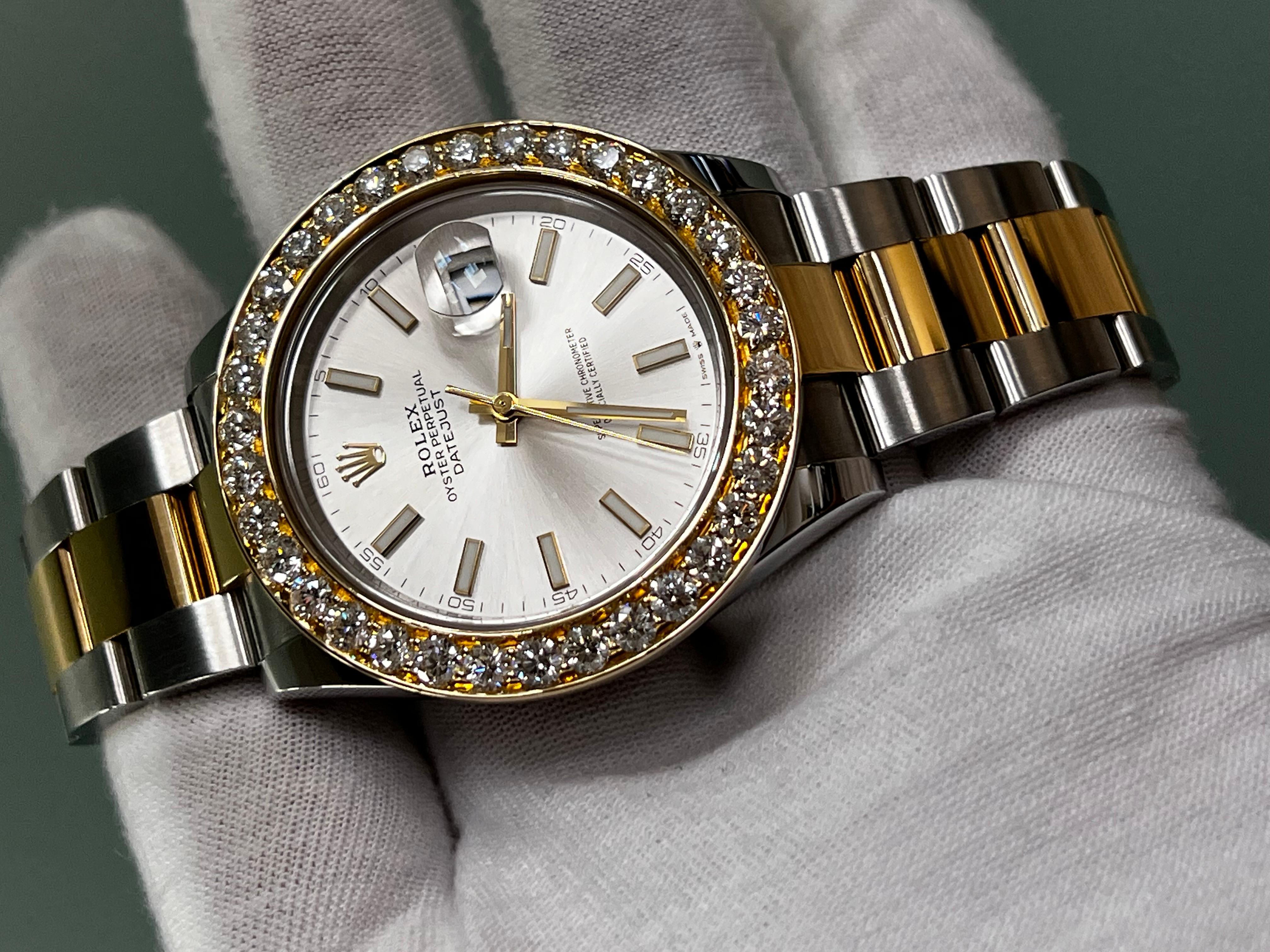 Rolex 126333 Datejust 41 Silber Zifferblatt Diamant Beze18K Gelbgold Edelstahl im Angebot 5