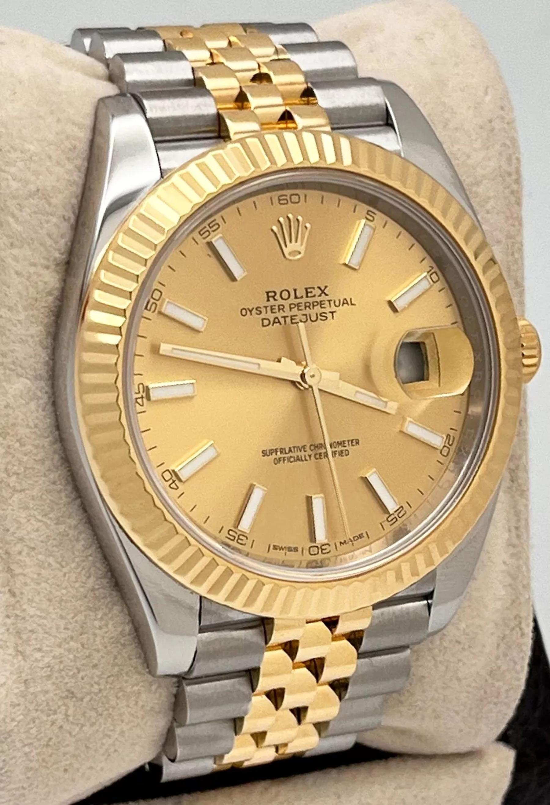 Rolex 126333 Jubilee Datejust 41 Champagne Dial 18K Yellow Gold Steel Box Paper 1