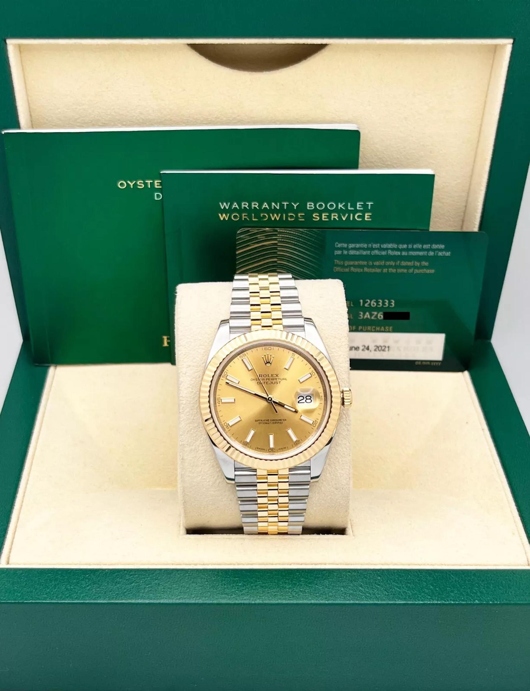 Rolex 126333 Jubilee Datejust 41 Champagne Dial 18K Yellow Gold Steel Box Paper 5