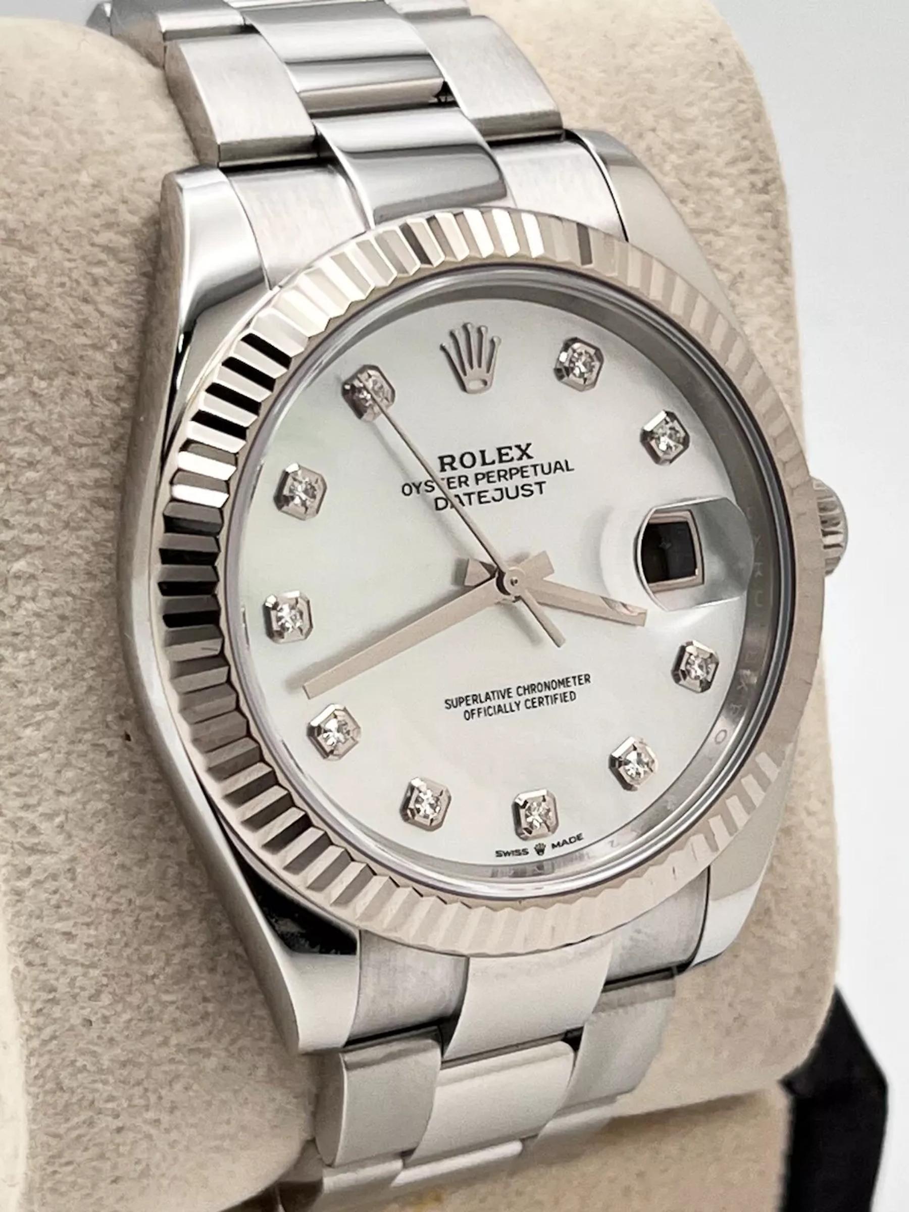 Rolex 126334 Datejust 41 MOP Diamond Dial Stainless Steel Box Paper 2020 For Sale 1