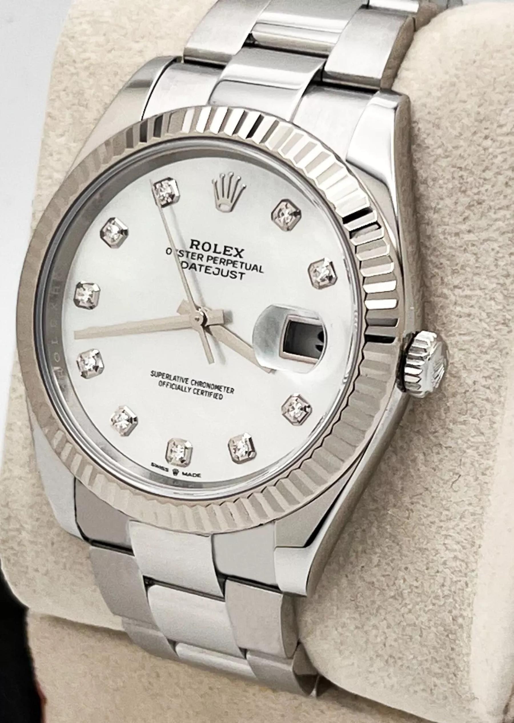 Rolex 126334 Datejust 41 MOP Diamond Dial Stainless Steel Box Paper 2020 For Sale 2