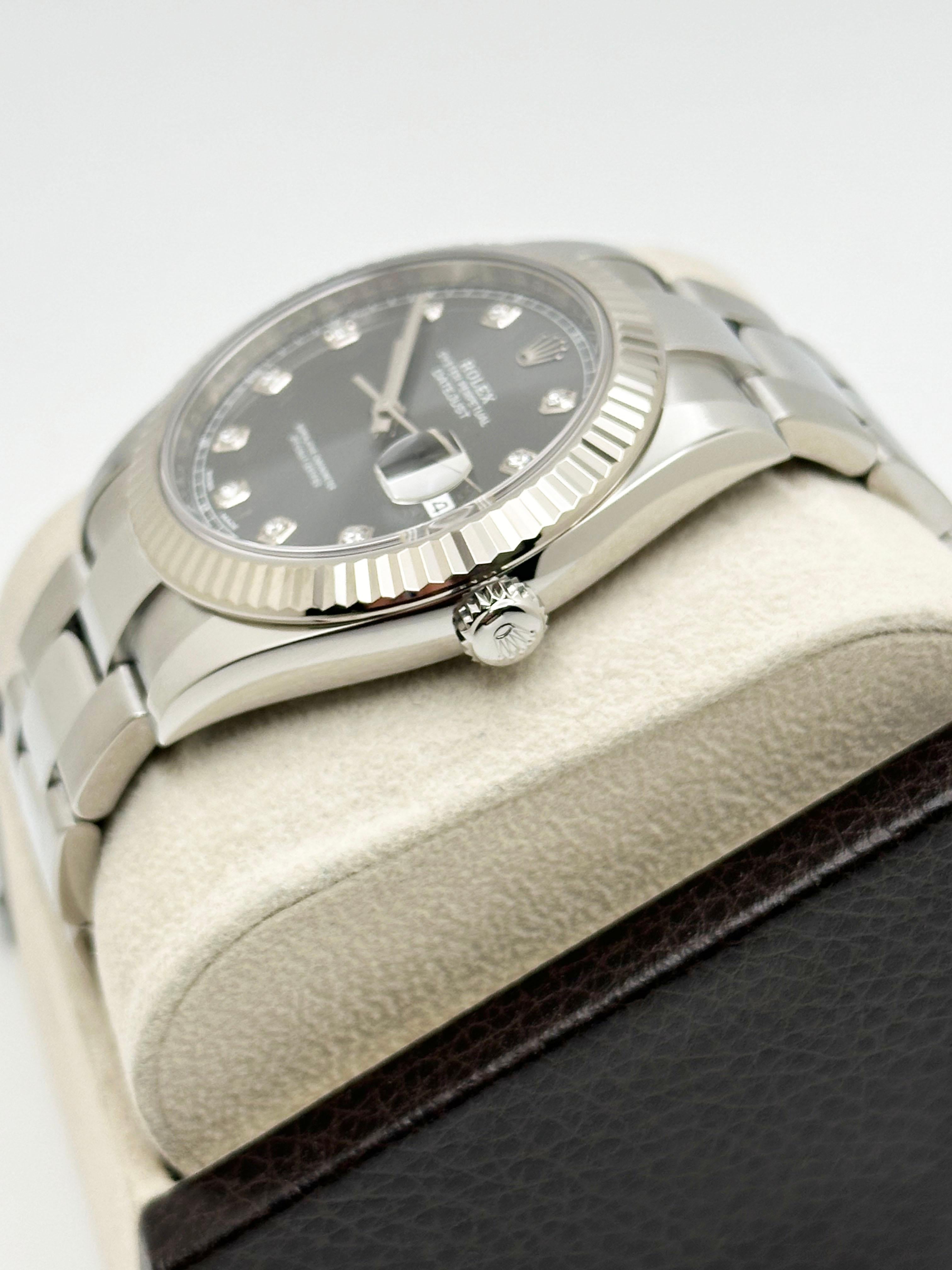 Rolex 126334 Datejust 41 Rhodium Diamond Dial Stainless Steel Box Paper For Sale 1