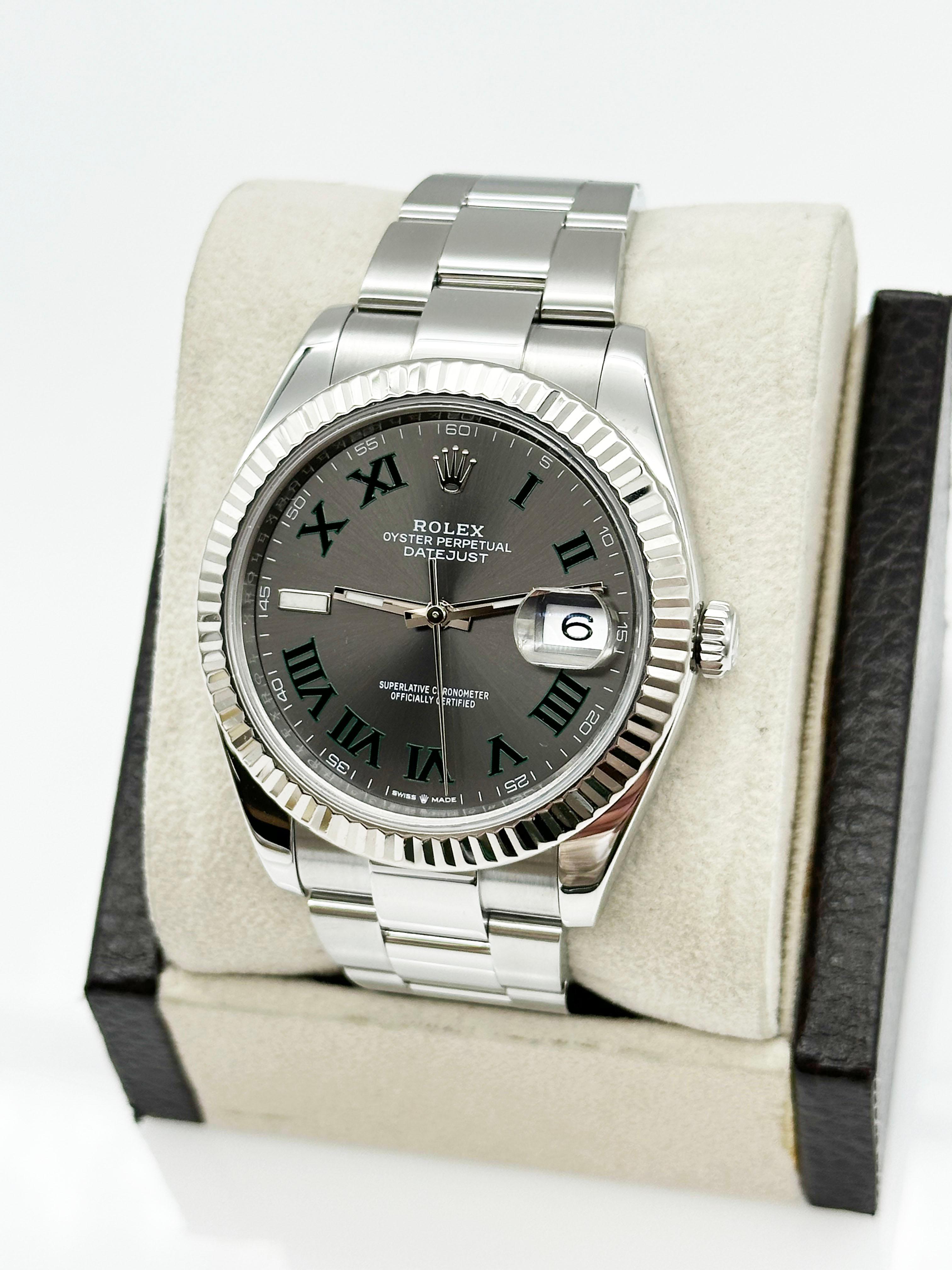 Rolex 126334 Datejust 41 Schiefer Wimbledon Zifferblatt Edelstahl 18K Gold Lünette Box 1