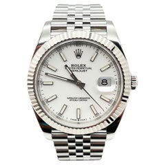 Rolex 126334 Datejust 41 Weißes Zifferblatt Stahl & 18k Gold Box Papier Jubiläum 2023