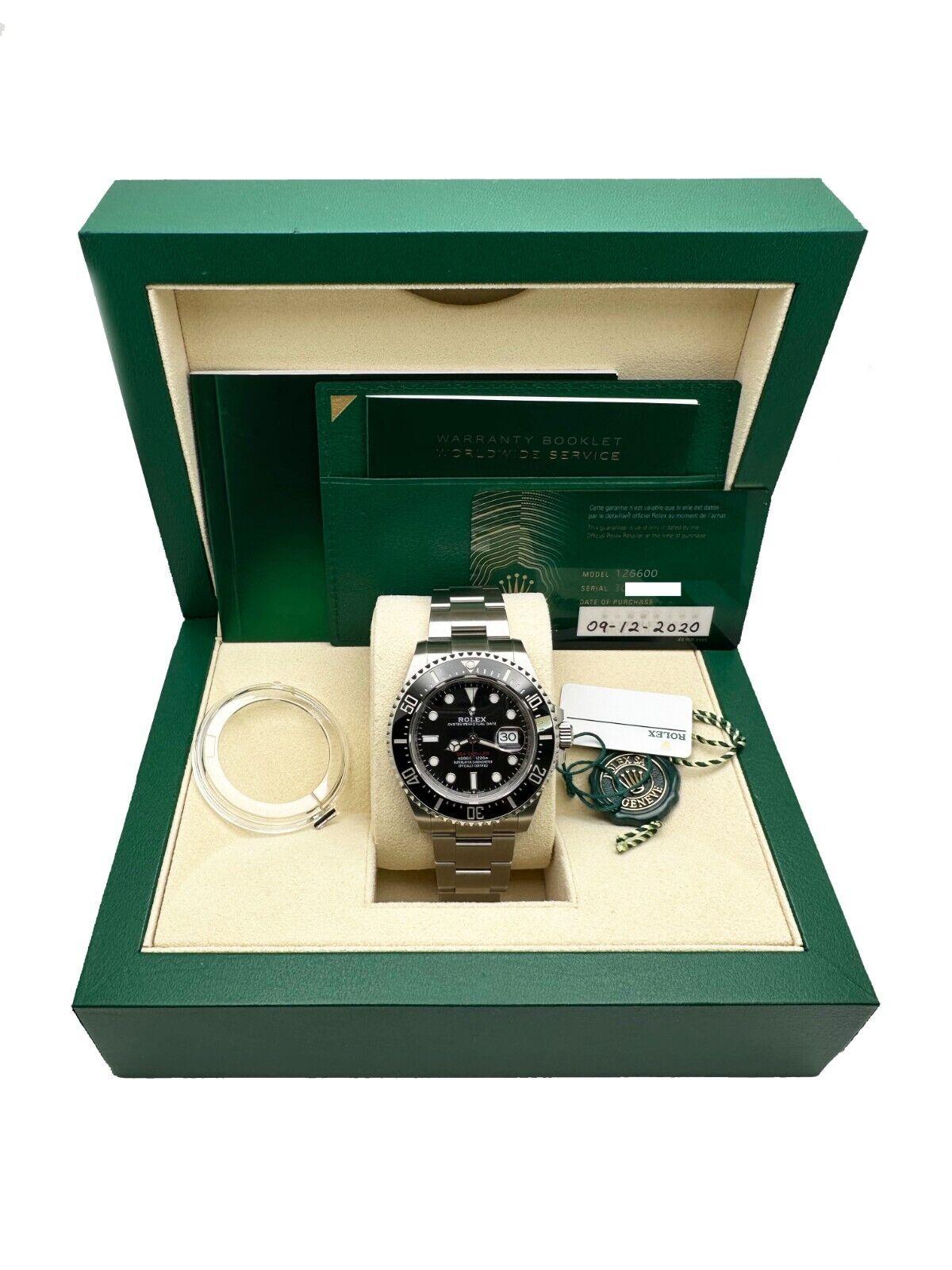 Rolex 126600 RED LETTER Sea Dweller Schwarz Keramik Edelstahl Box Papier 2020 Herren