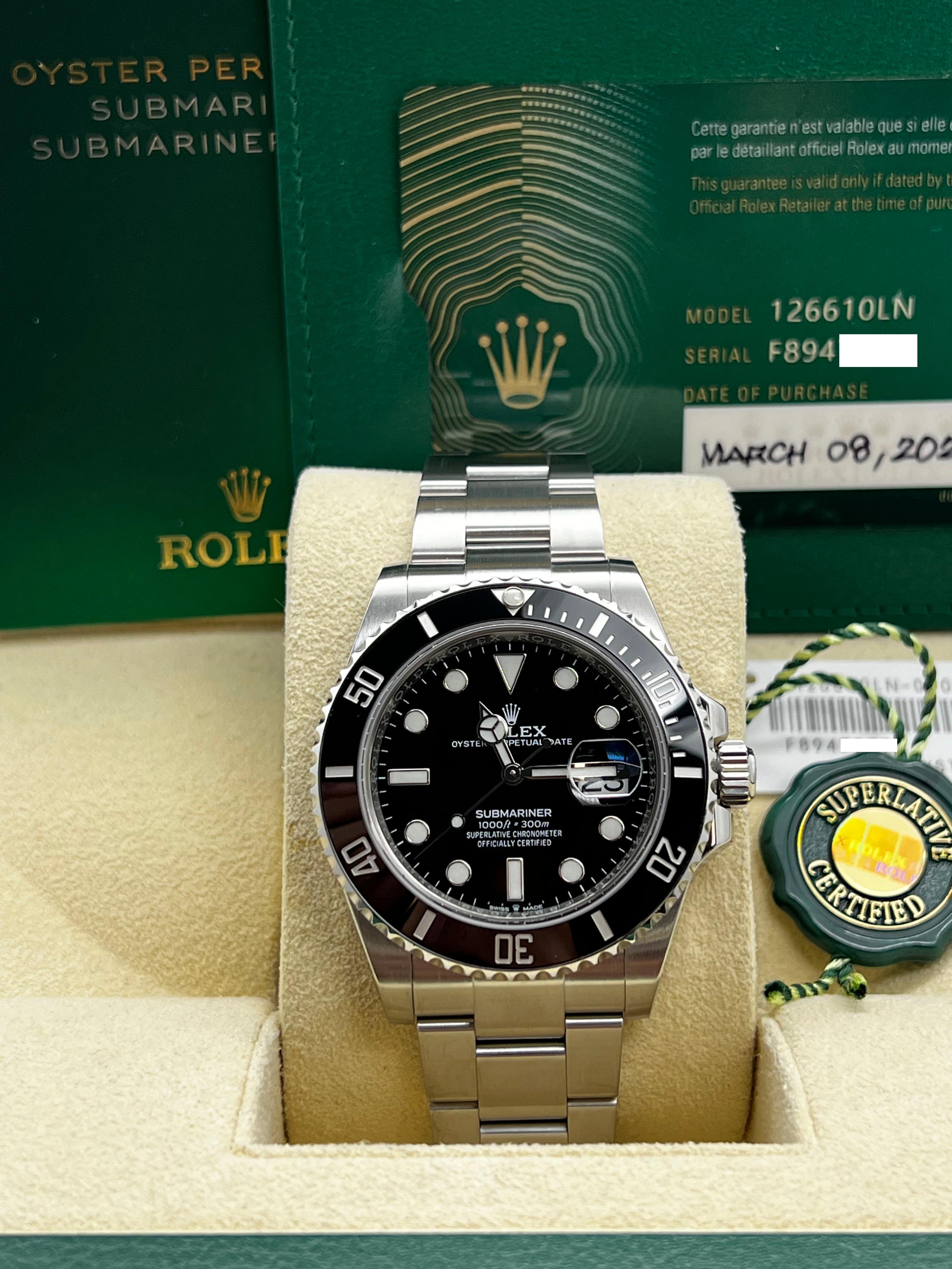 Modellnummer: 126610LN



Seriennummer:F8947***



Jahr: 2022

 

Modell: Submariner

 

MATERIAL des Gehäuses: Rostfreier Stahl 

 

Band: Rostfreier Stahl

 

Lünette: Schwarze Keramik 

 

Zifferblatt: Schwarz

 

Gesicht: Saphirglas 

