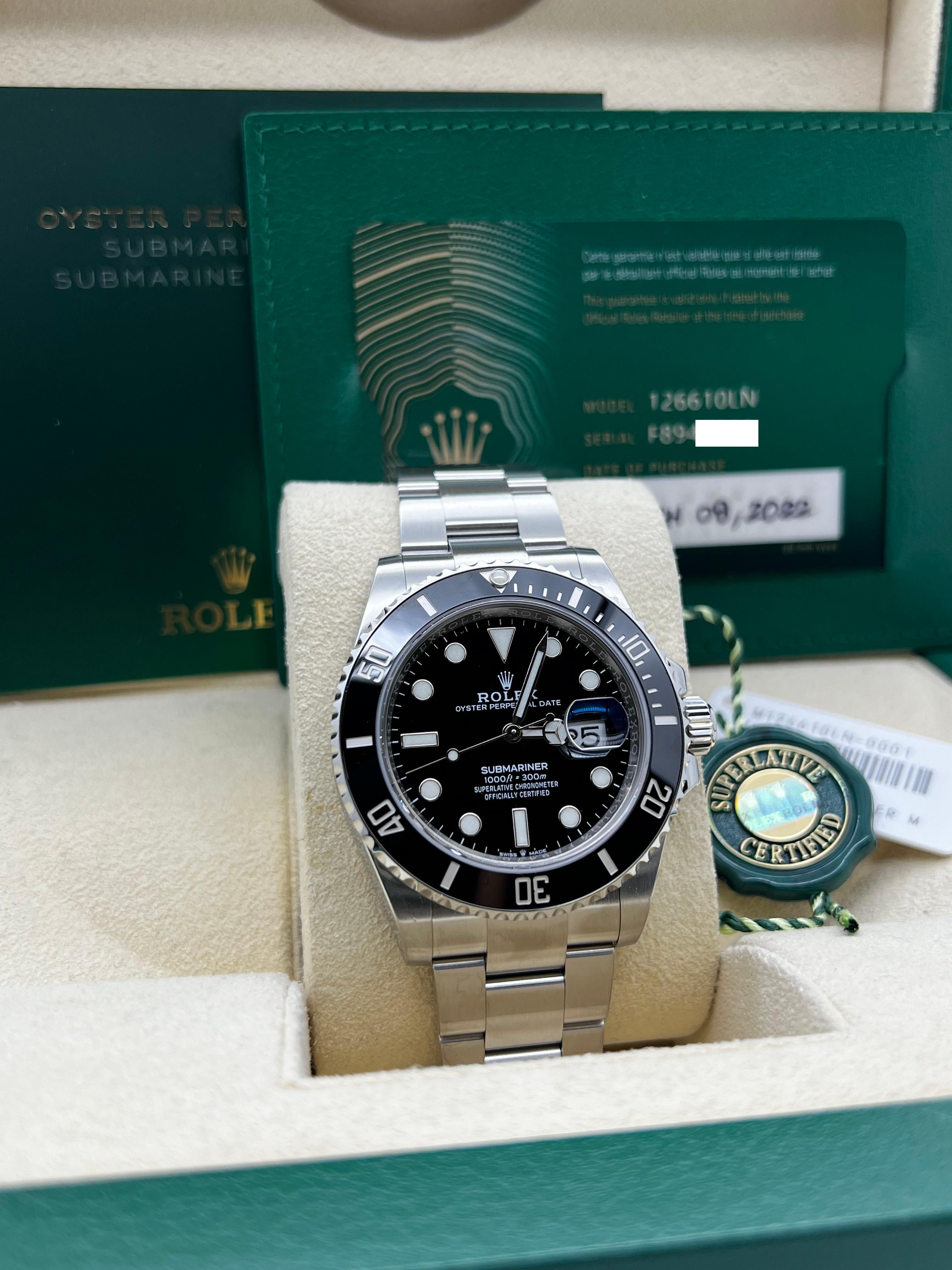 Rolex 126610LN Submariner Date Schwarz Keramik 41mm Edelstahl Schachtel Papier 2022 im Zustand „Hervorragend“ in San Diego, CA