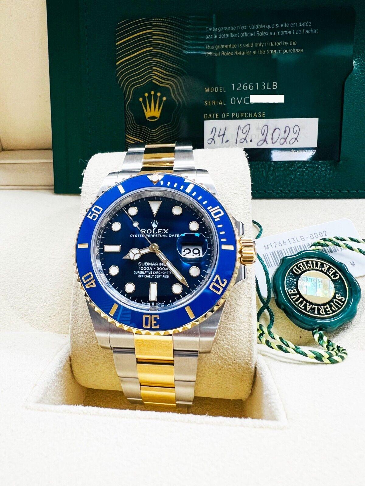 Rolex 126613LB Submariner 41mm Blue Ceramic 18K Yellow Gold Steel Box Paper 2022 For Sale 1