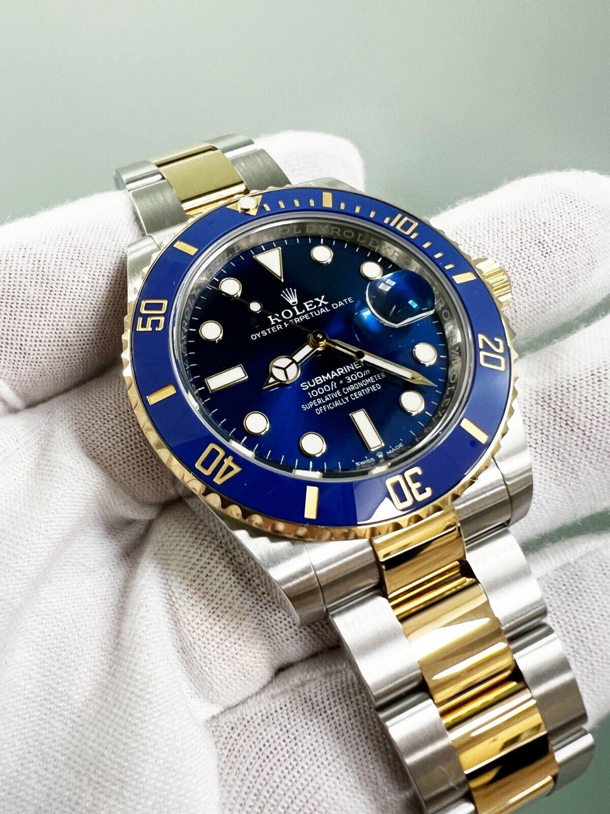 Rolex 126613LB Submariner 41mm céramique bleue or jaune 18K Boîte en acier et papier 2022 en vente 2