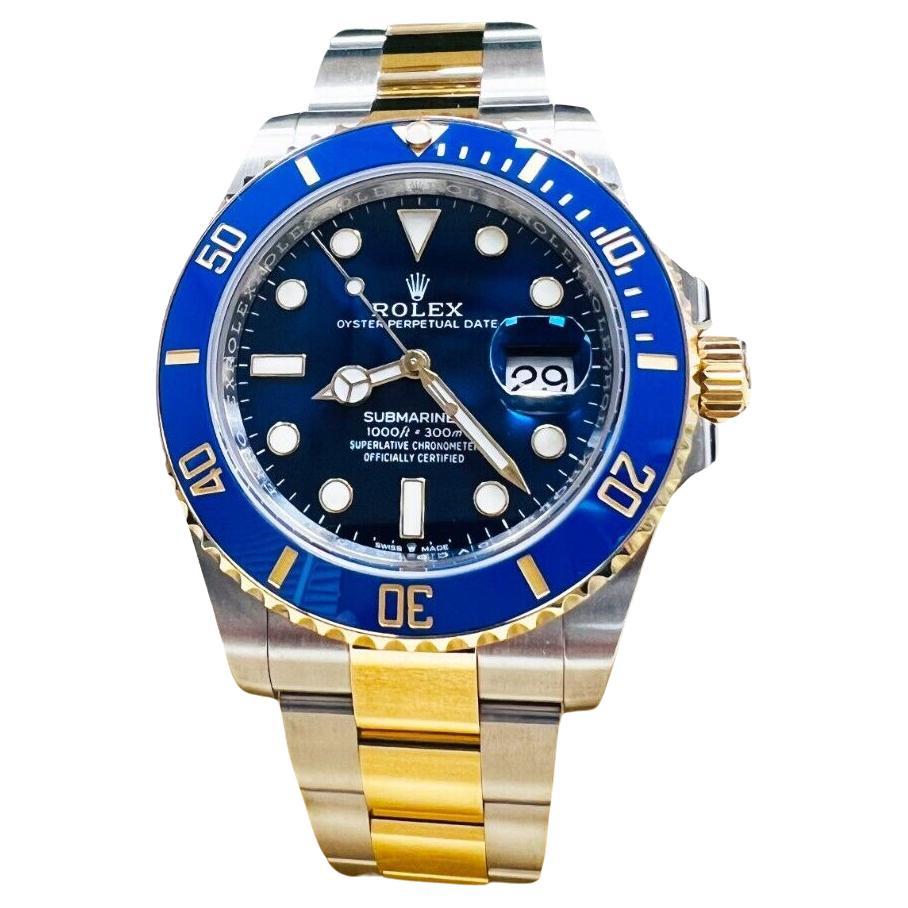 Rolex 126613LB Submariner 41mm Blue Ceramic 18K Yellow Gold Steel Box Paper 2022 For Sale