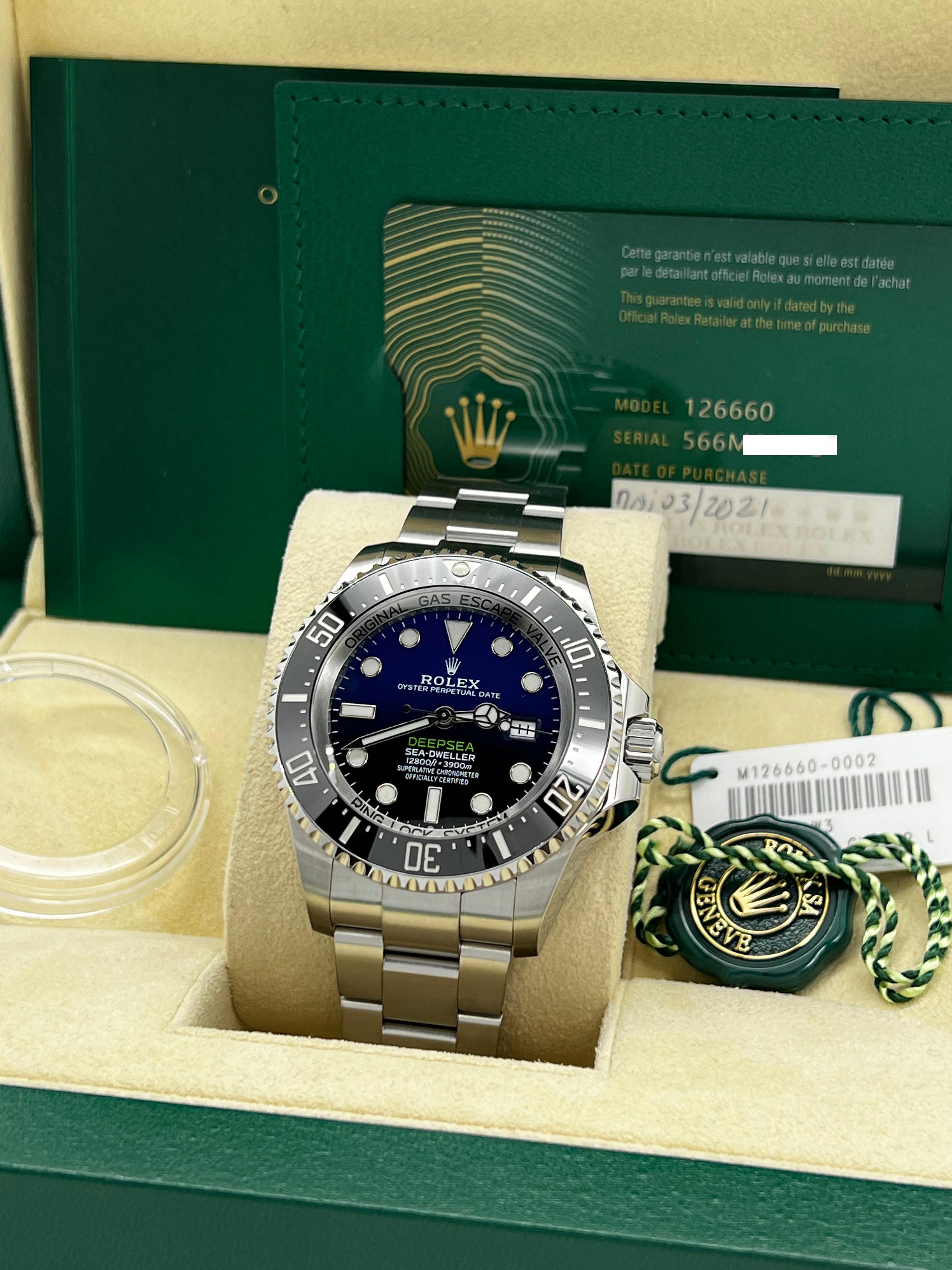 Número de estilo: 126660 



De serie: 566M8***



Año: 2021

 

Model No: Rolex Deepsea Sea Dweller 