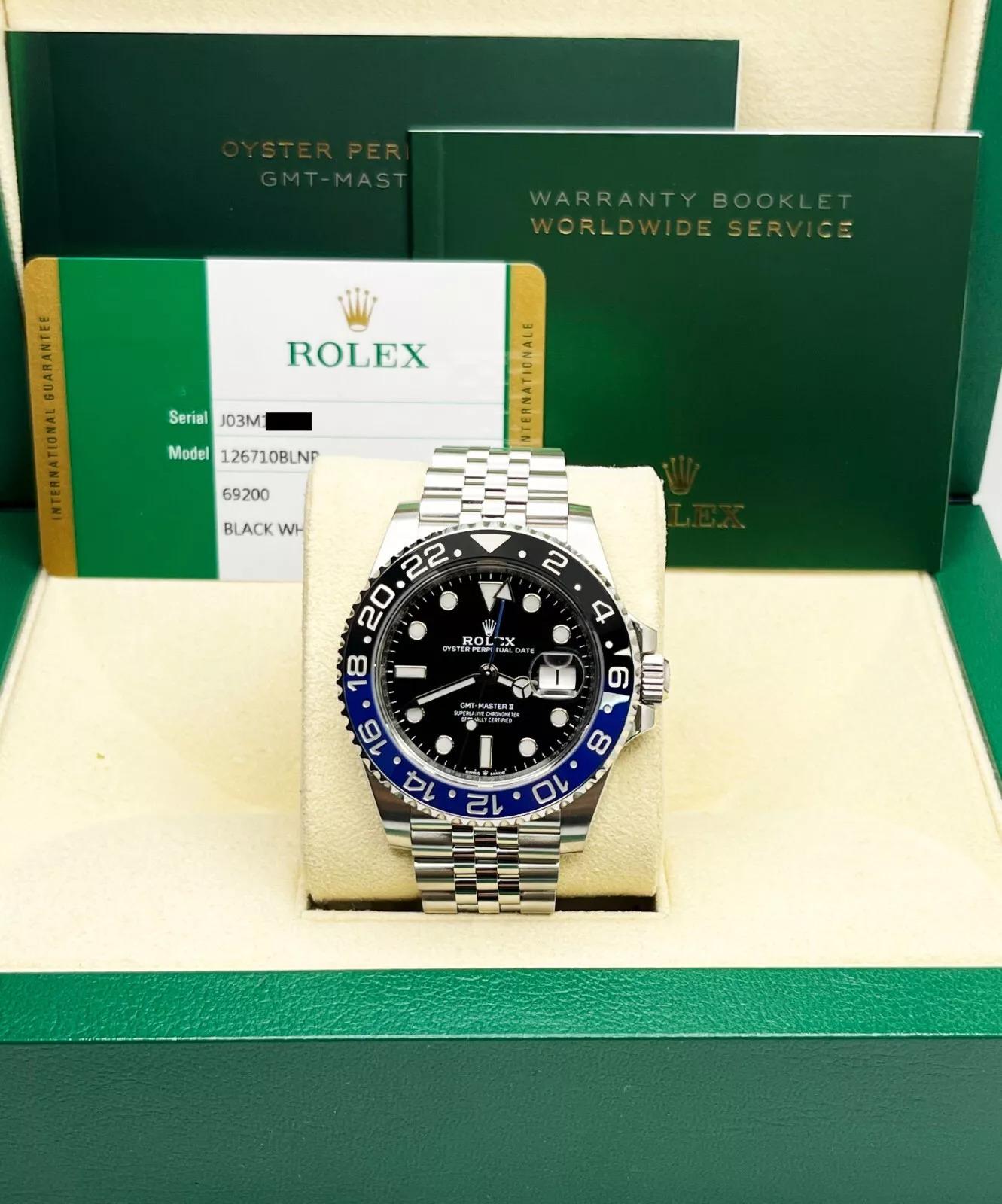Stil-Nummer:126710BLNR



Seriennummer: J03M1**



Jahr: 2019

 

Modell: GMT Master II 
