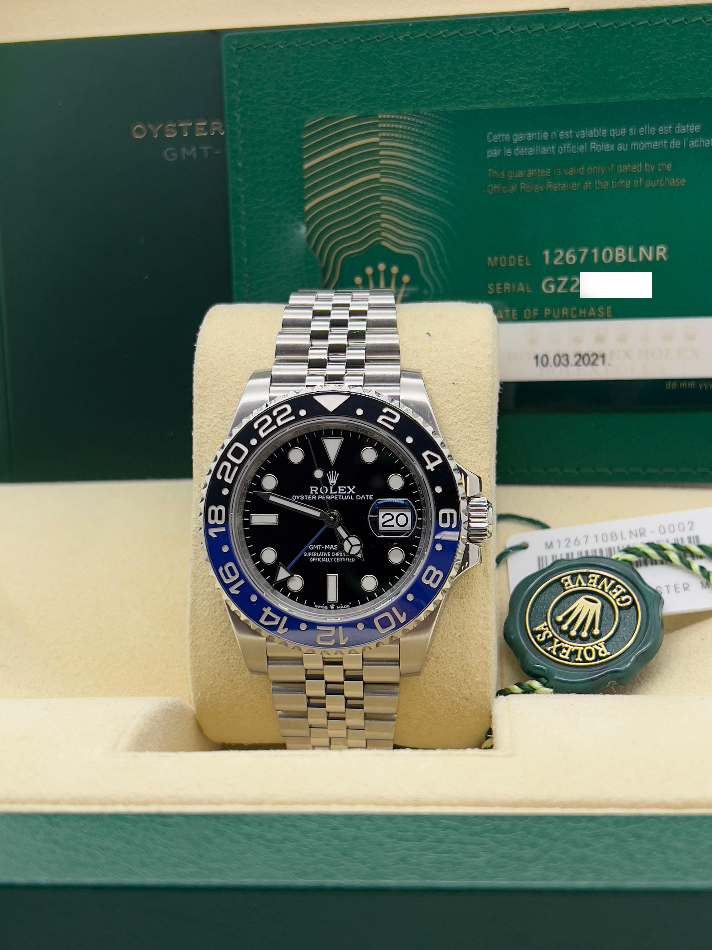 Número de estilo: 126710BLNR
De serie: GZ228***
Año: 2021
Model: GMT Master II 