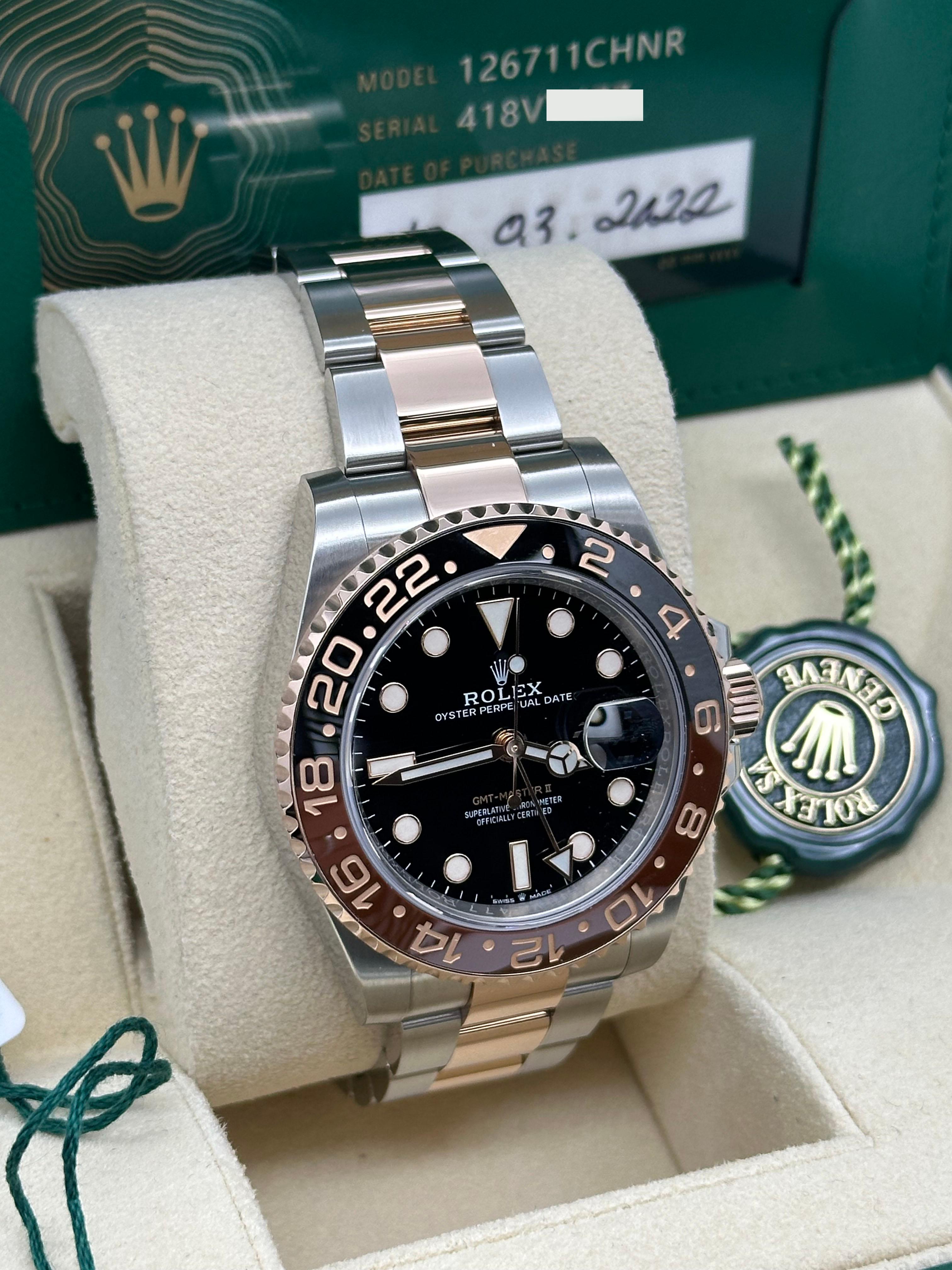 Uomo Rolex 126711CHNR GMT Master II Rootbeer Ceramica Oro 18K Acciaio Scatola 2022