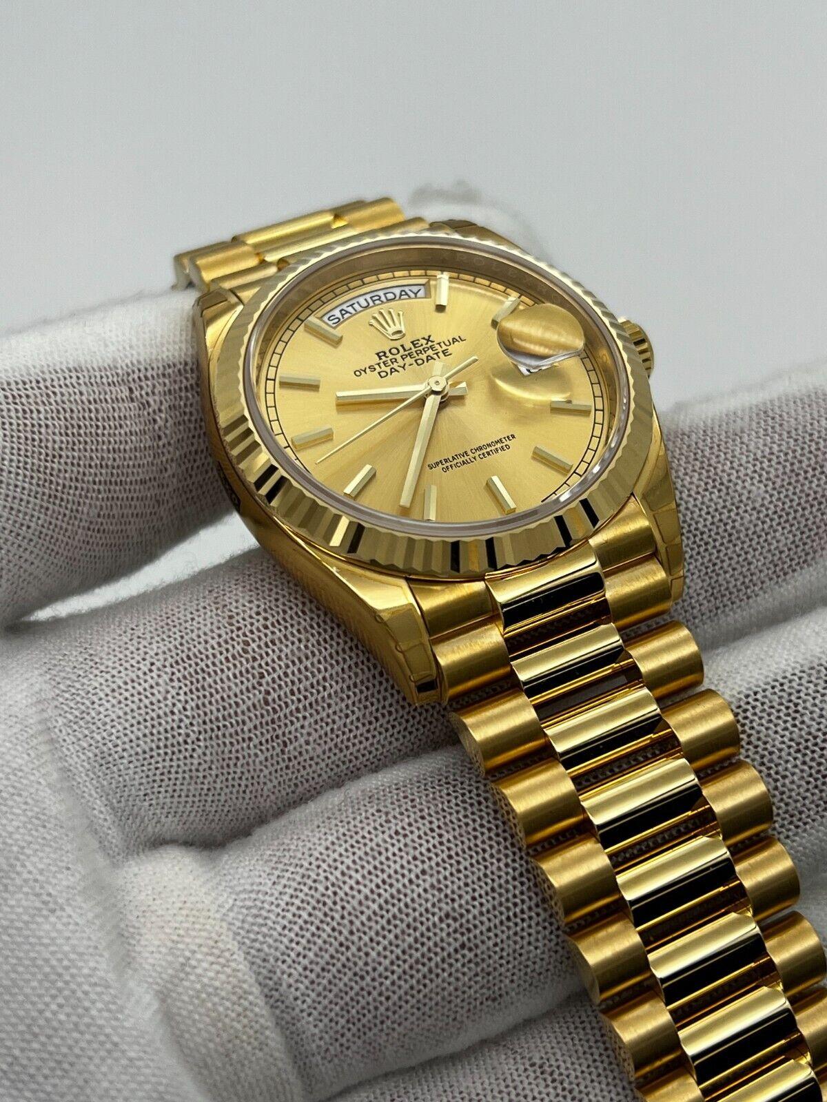 Rolex 128238 36mm Champagner-Zifferblatt 18K Gelbgold Box Papier 2022 FULL STICKERS 3