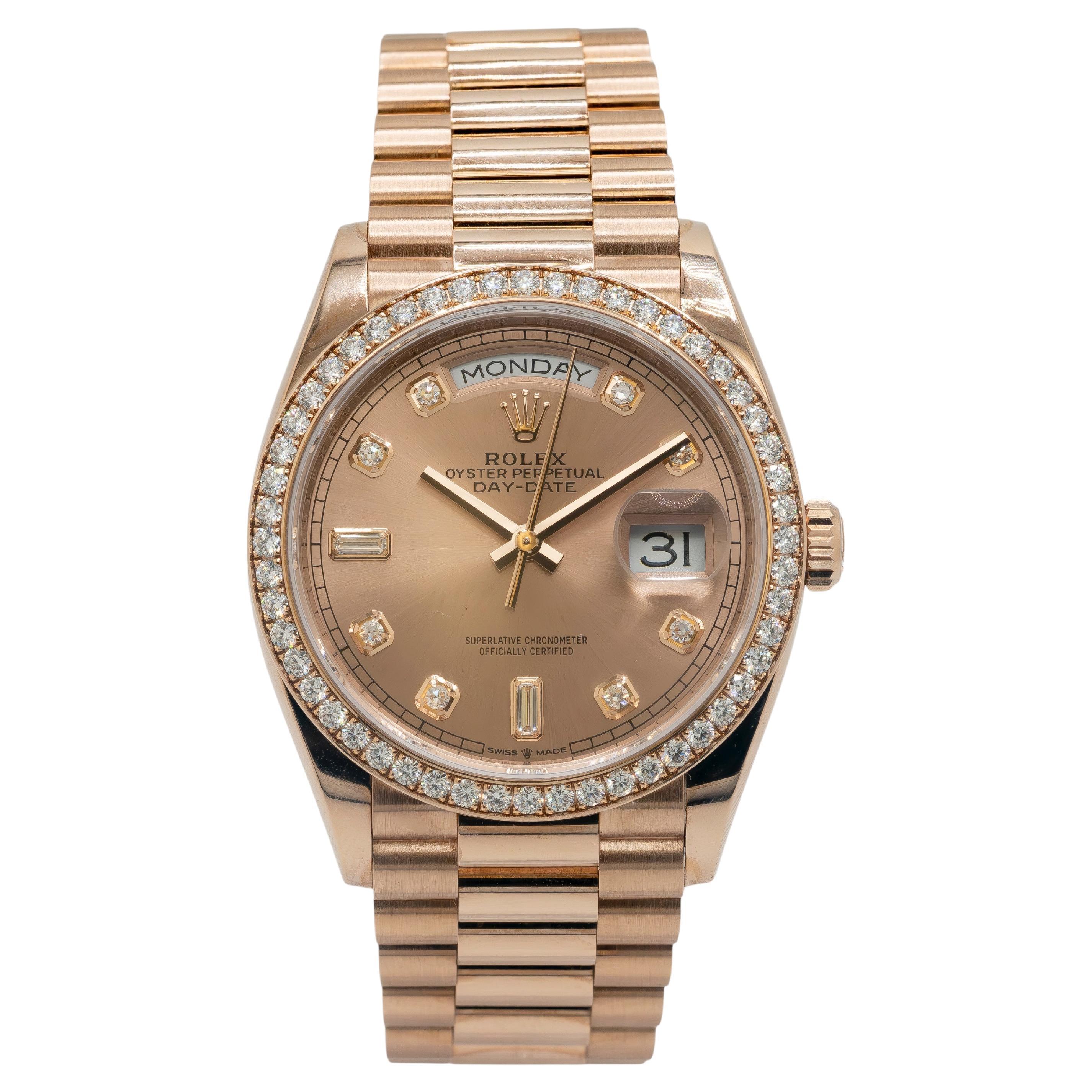 Rolex 128345RBR Day-Date 36mm All Factory Diamond Dial and Bezel