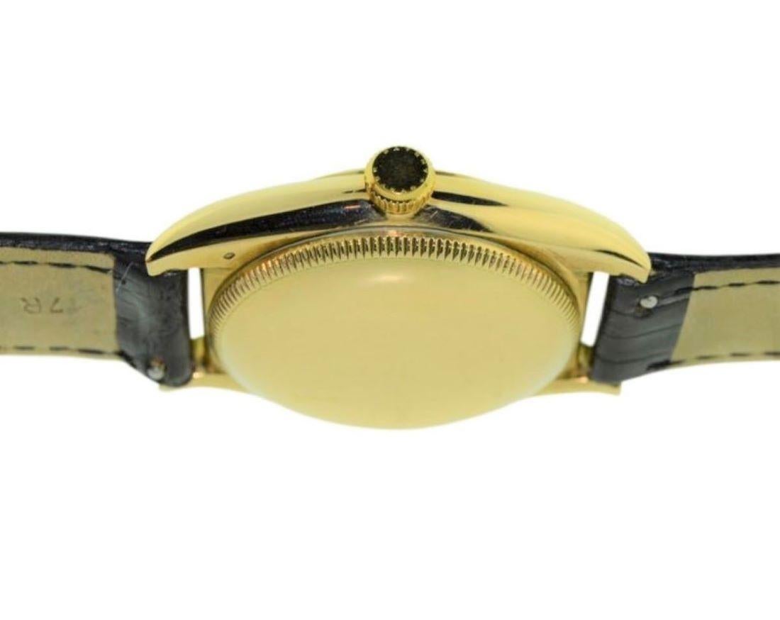 Rolex 14 Karat Gold Art Deco Bubble Back Wristwatch with Legendary Romabic Dial 1
