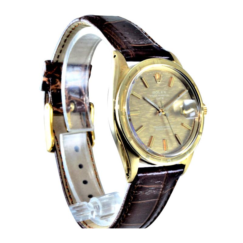Rolex 14 Karat, Yellow Gold Oyster Perpetual Date circa 1970s with Rare Dial 3