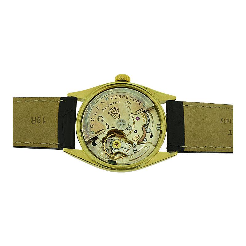 Rolex 14 Karat Yellow Gold Wristwatch with Rare Sharks Tooth Markers 6