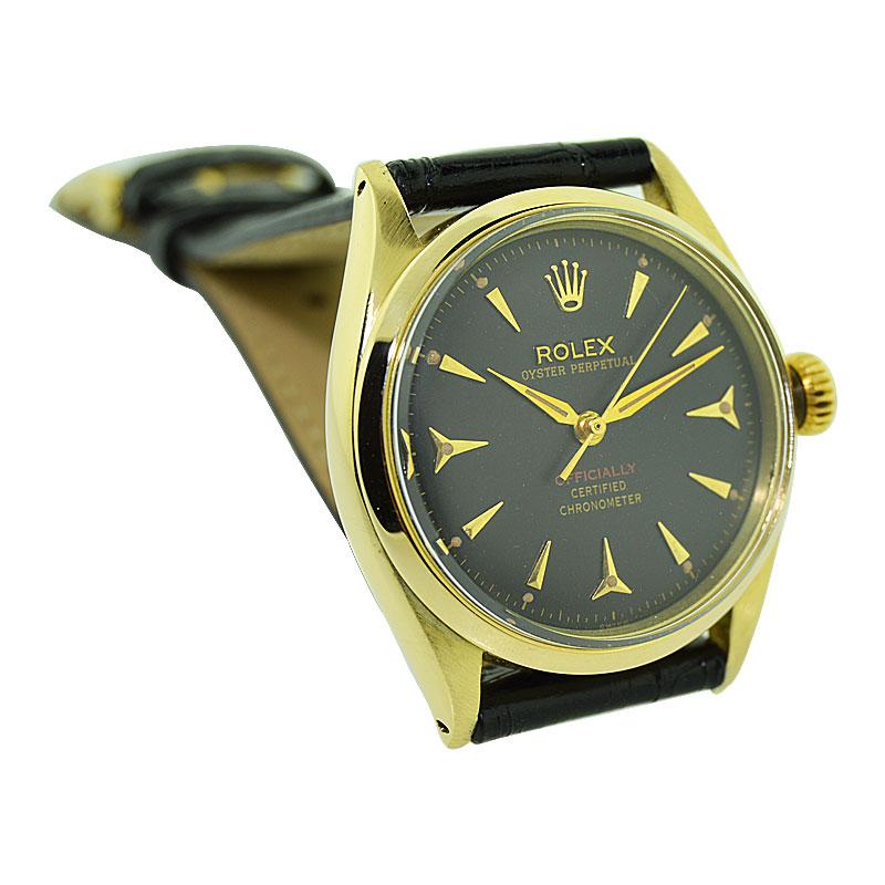 Rolex 14 Karat Yellow Gold Wristwatch with Rare Sharks Tooth Markers 1