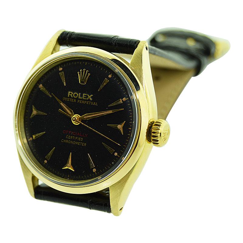 Rolex 14 Karat Yellow Gold Wristwatch with Rare Sharks Tooth Markers 2