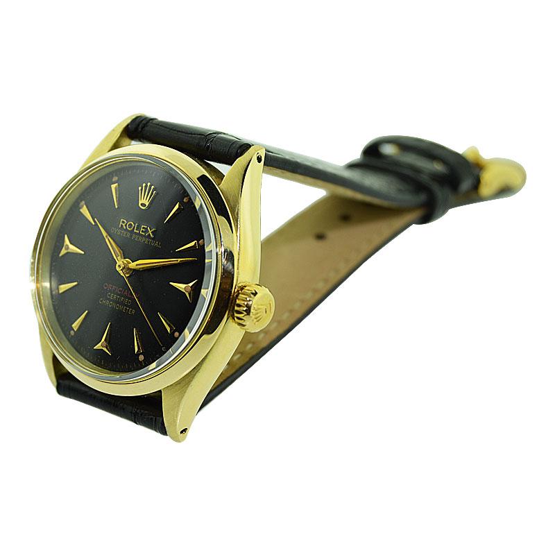 Rolex 14 Karat Yellow Gold Wristwatch with Rare Sharks Tooth Markers 3