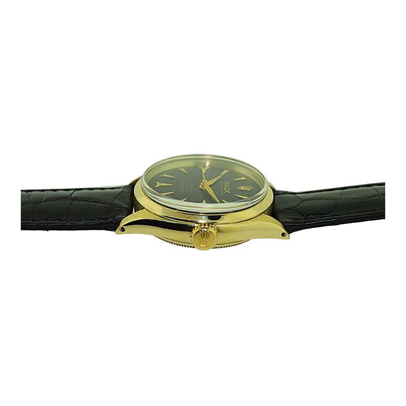 Rolex 14 Karat Yellow Gold Wristwatch with Rare Sharks Tooth Markers 4