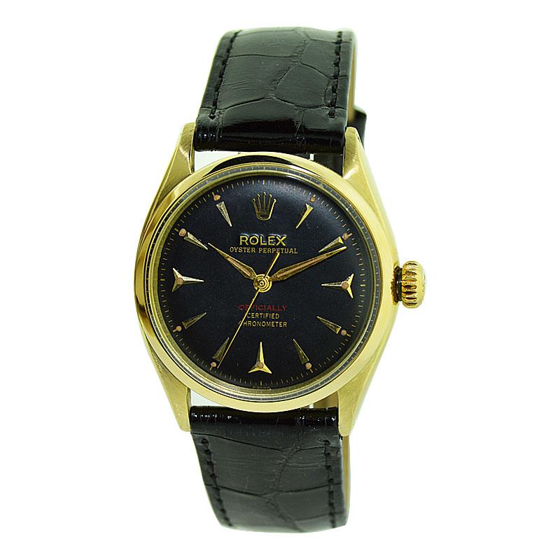 Rolex 14 Karat Yellow Gold Wristwatch with Rare Sharks Tooth Markers