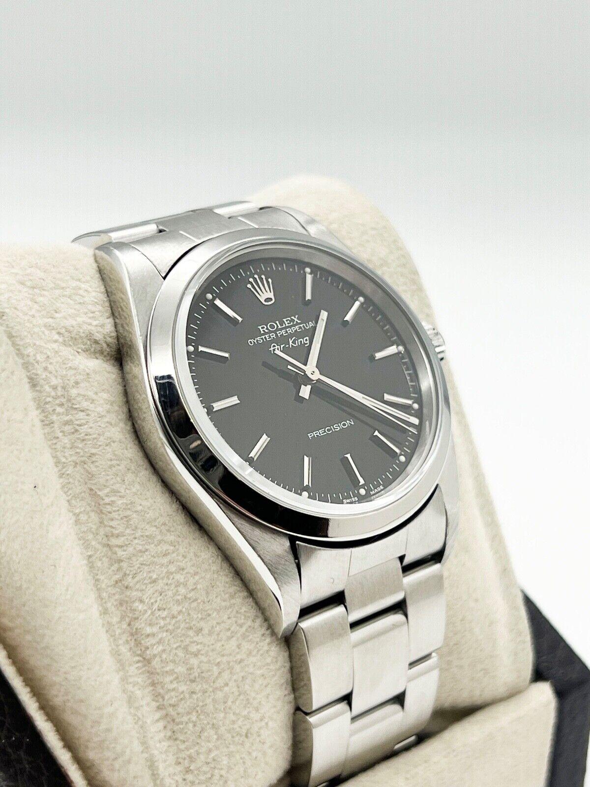 Rolex 14000 Air King 34mm Schwarzes Zifferblatt aus Edelstahl im Zustand „Hervorragend“ in San Diego, CA
