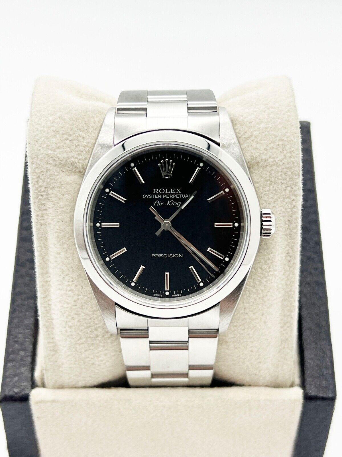 Rolex 14000 Air King 34mm Schwarzes Zifferblatt aus Edelstahl 1