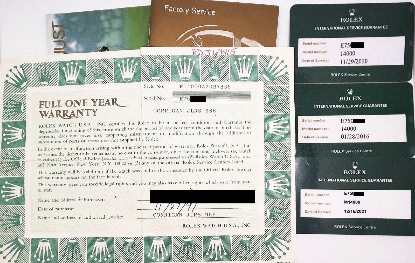 Rolex 14000 Air King Black Dial, boîte en acier inoxydable et papier de service Excellent état à San Diego, CA