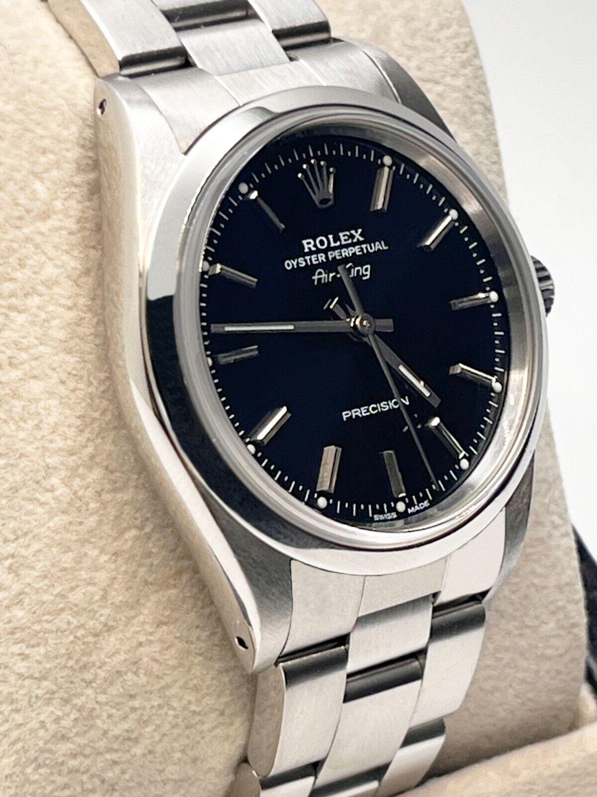 Rolex 14000 Air King Black Dial, boîte en acier inoxydable et papier de service 1