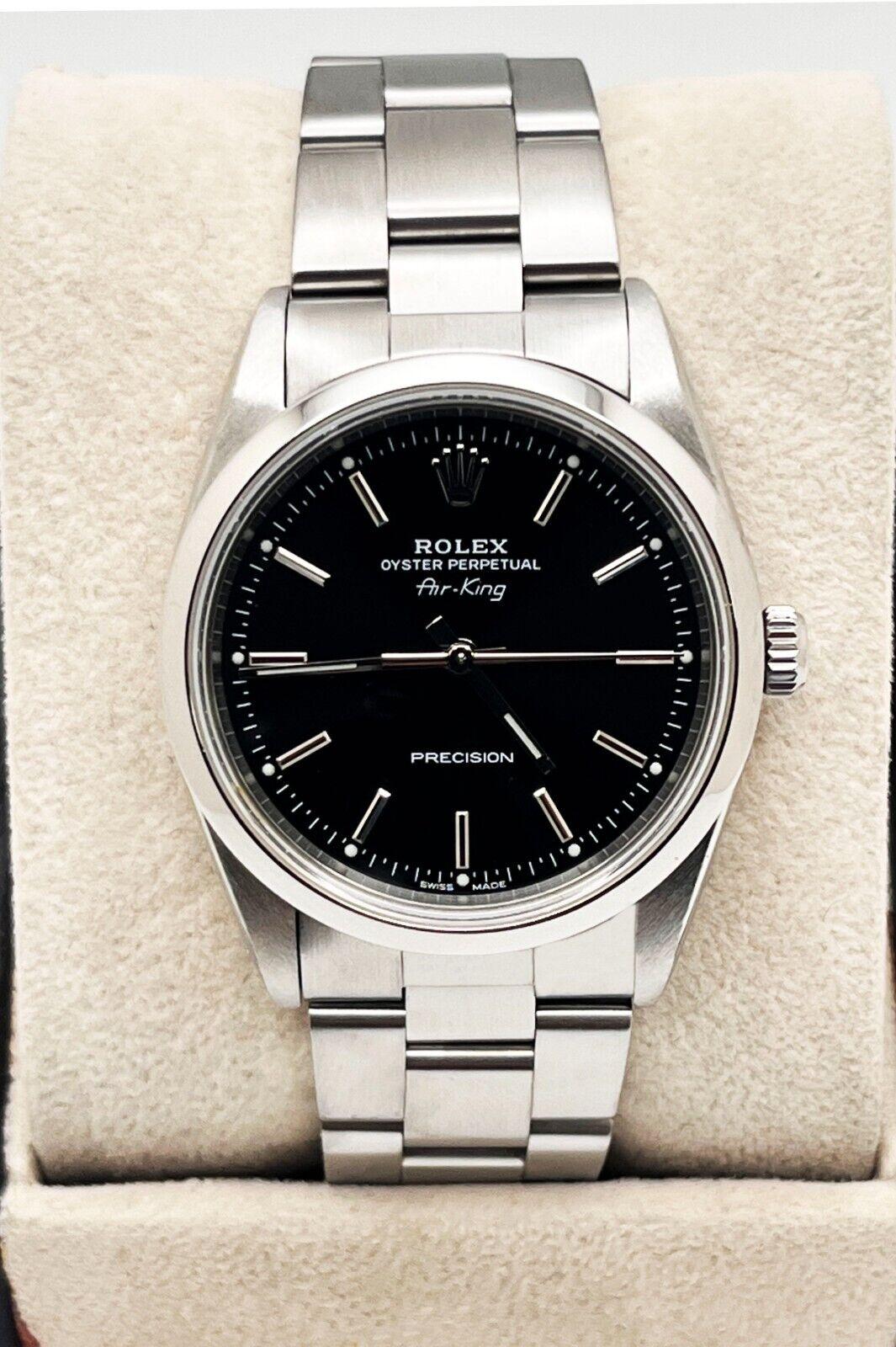 Rolex 14000 Air King Black Dial, boîte en acier inoxydable et papier de service 4