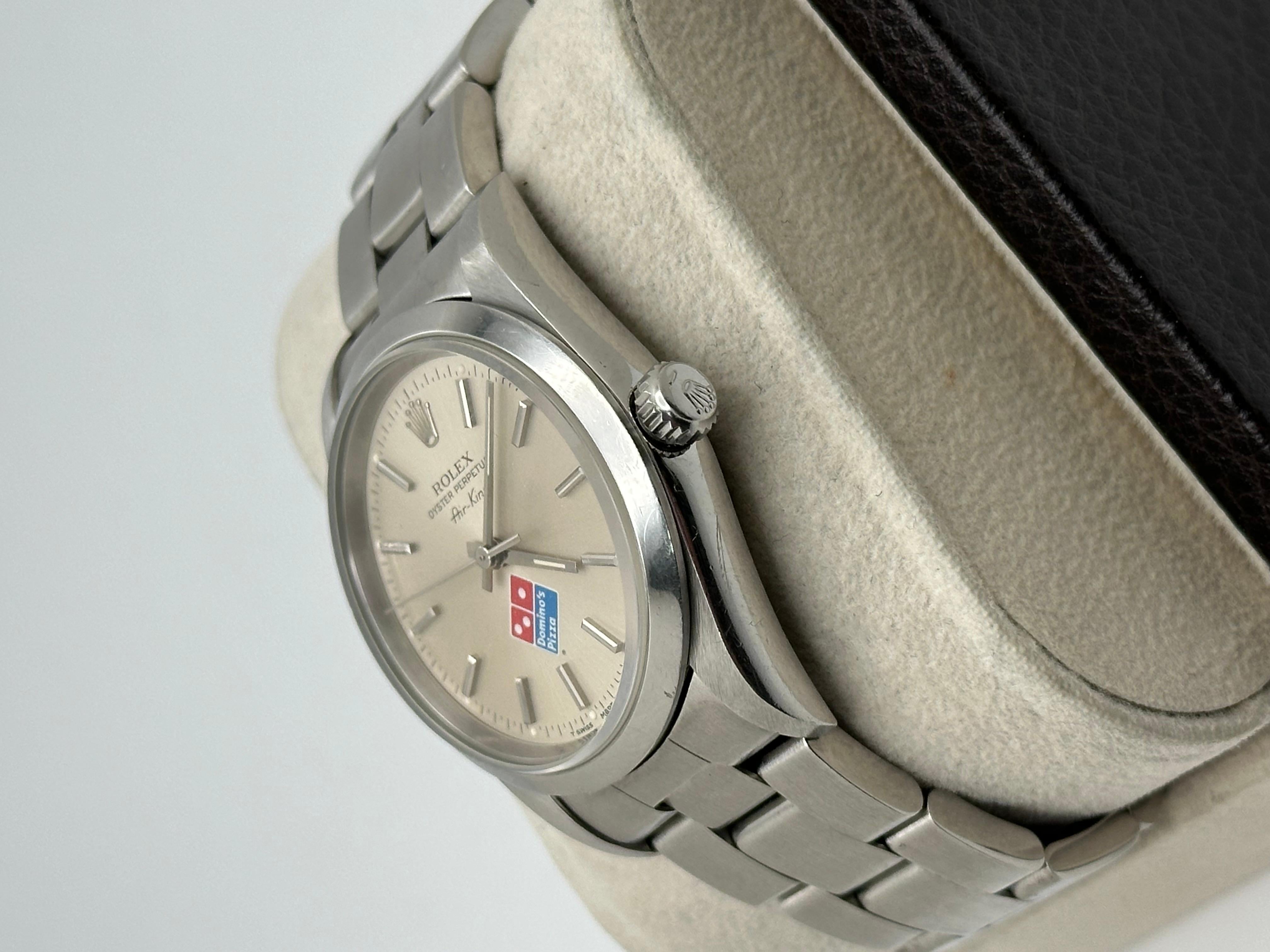 Rolex 14000 Air King Silver Rare Dominos Dial Stainless Steel Box Paper 1