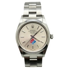 Rolex 14000 Air King Silver Rare Dominos Dial Stainless Steel Box Paper