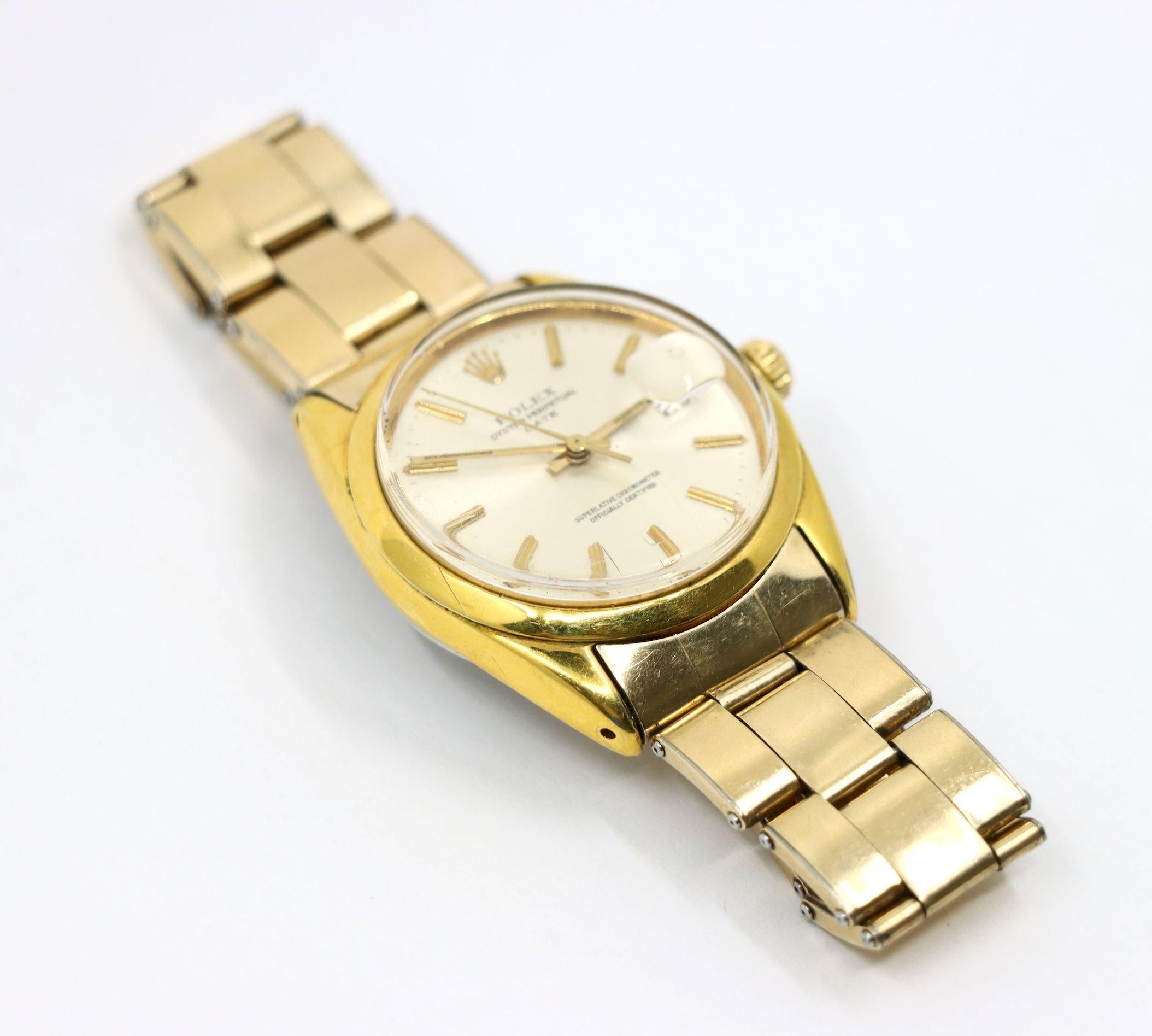 Rolex Oyster Perpetual Datejust con carica in oro 14 carati In condizioni buone in vendita a Flushing, NY