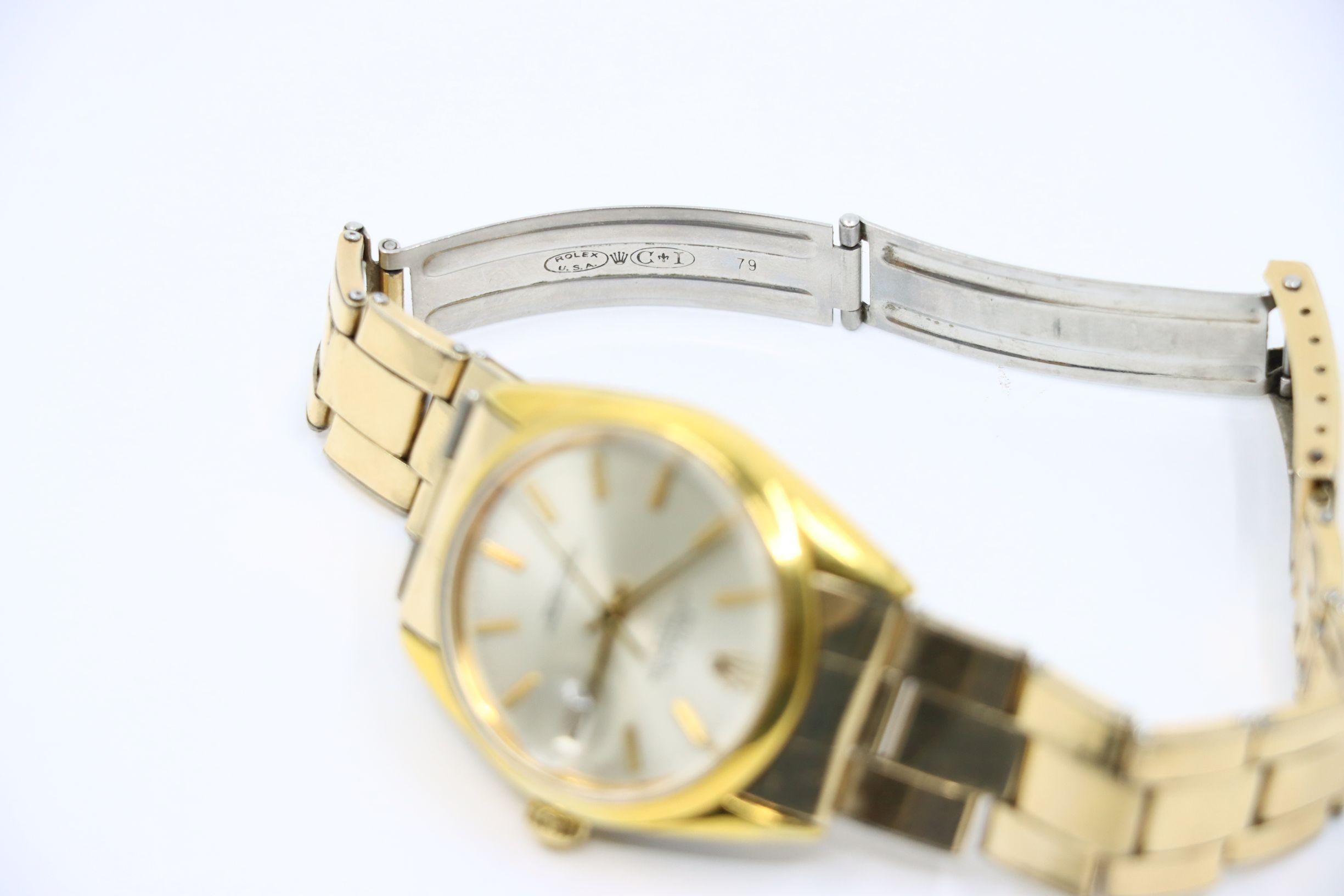 Rolex Oyster Perpetual Datejust con carica in oro 14 carati in vendita 3