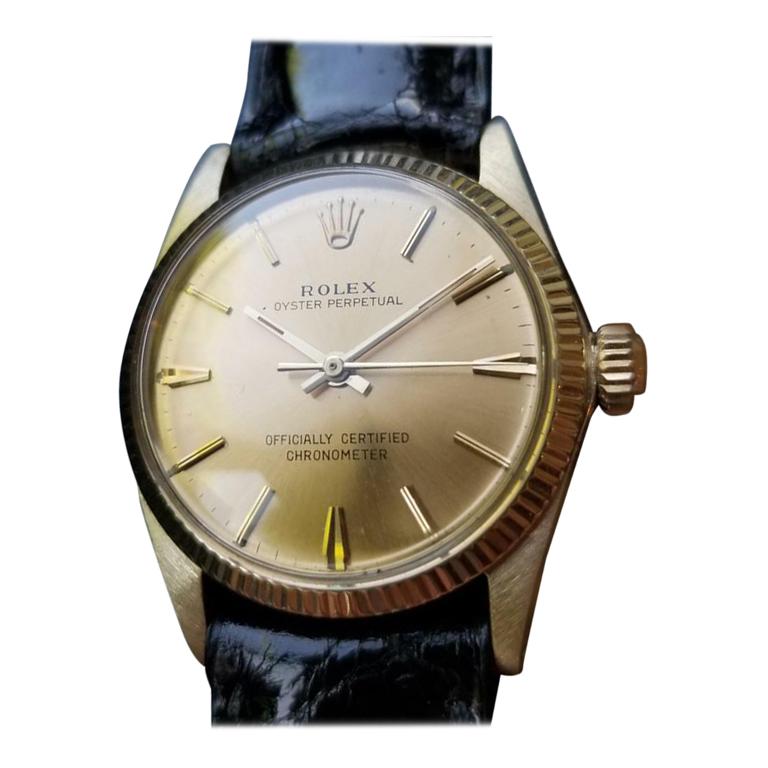 ROLEX 14K Solid Gold Oyster Perpetual 6551 Midsize Unisex Automatic c.1966 MS137